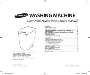 Manual Samsung WA15QASIC/YFQ Washing Machine
