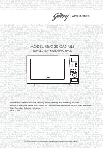 Manual Godrej GMX 20CA5 MLZ Microwave