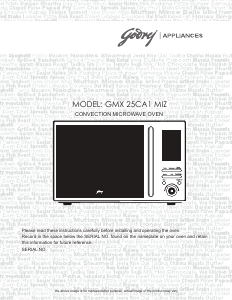 Manual Godrej GMX 25CA1 MIZ Microwave