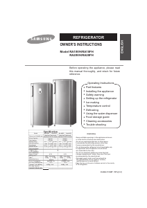 Manual Samsung RA20FHTT Refrigerator