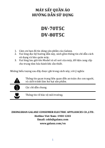 Hướng dẫn sử dụng Galanz DV-80T5C Máy sấy