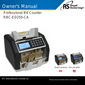 Mode d’emploi Royal Sovereign RBC-ED250-CA Compteuse de billets