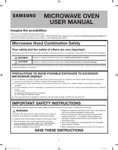 Manual Samsung ME18H704SFS/AA Microwave