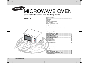 Manual Samsung CE103VD-WB Microwave