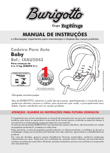 Manual Burigotto Baby Cadeira auto