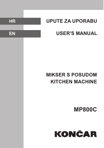 Manual Končar MP800C Stand Mixer