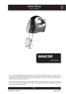 Handleiding Sencor SHM 6203SS Handmixer