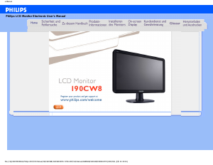 Bedienungsanleitung Philips 190CW8FW LCD monitor