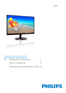 Instrukcja Philips 234E5 Monitor LCD