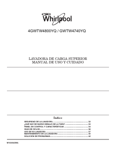 Manual de uso Whirlpool 4GWTW4740YQ Lavadora