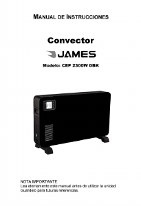 Manual de uso James CEP 2300W DBK Calefactor