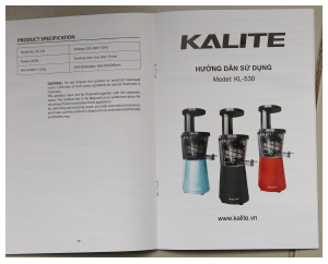 Hướng dẫn sử dụng Kalite KL-530 Máy ép nước trái cây