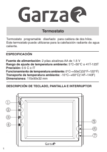 Manual Garza 400607 Thermostat