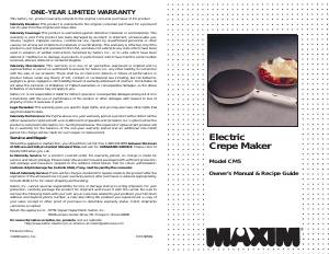 Manual Maxim CM5 Crepe Maker