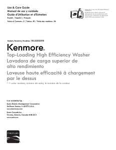 Manual de uso Kenmore 110.22352 Lavadora