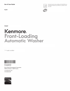 Manual Kenmore 796.41382 Washing Machine