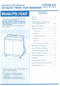 Manual Hitachi PS-70AP Washing Machine