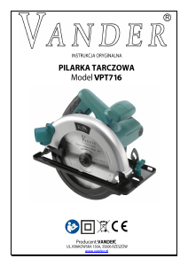 Instrukcja Vander VPT716 Pilarka tarczowa