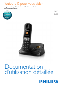 Mode d’emploi Philips D6002B Téléphone sans fil