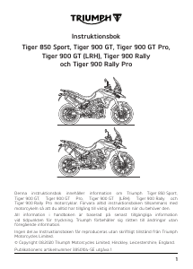 Bruksanvisning Triumph Tiger 850 Sport Motorcykel