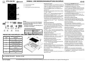 Bedienungsanleitung Bauknecht ETK 6260 IN Kochfeld