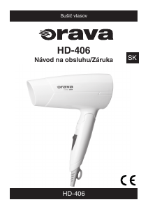 Návod Orava HD-406 Fén na vlasy