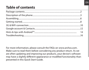 Bedienungsanleitung ARCHOS 40 Titanium Handy