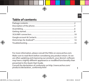 Manual de uso ARCHOS 45 Neon Teléfono móvil