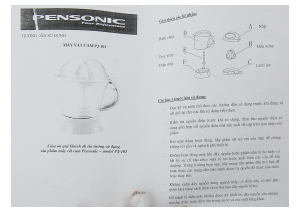 Hướng dẫn sử dụng Pensonic PJ-101 Máy ép cam quýt