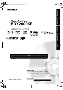 Manual Toshiba BDX2000KE Blu-ray Player