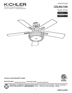 Manual de uso Kichler 35169 Bands Ventilador de techo