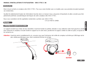 Mode d’emploi VDO C08 Cytek Compteur vélo