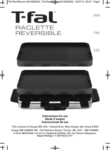 Mode d’emploi Tefal RE801072 Gril raclette