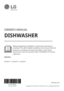 Manual LG DF425HSS Dishwasher