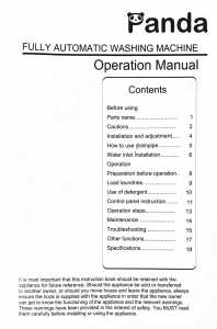 Handleiding Panda PAN6320W Wasmachine