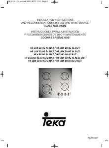 Manual de uso Teka HLX 60 4G AL NAT Placa