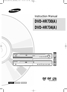 Mode d’emploi Samsung DVD-HR734A Lecteur DVD