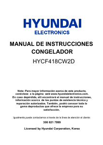 Manual de uso Hyundai HYCF418CW2D Congelador