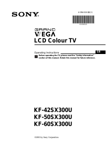 Manual Sony Grand Wega KF-50SX300U LCD Television
