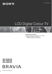 Manual Sony Bravia KDL-46W3100 LCD Television