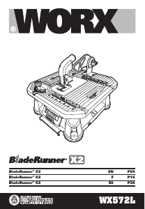 Manual Worx WX572L BladeRunner X2 Table Saw