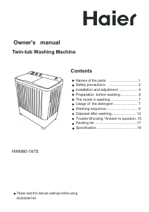 Manual Haier HWM80-187S Washing Machine