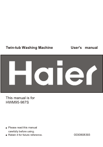 Manual Haier HWM95-987S Washing Machine
