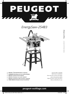 Manual Peugeot EnergySaw-254B3 Serra de mesa