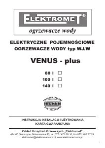 Instrukcja Elektromet Venus Plus 100L Bojler