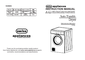 Handleiding Swiss TDEV 85 S Wasdroger