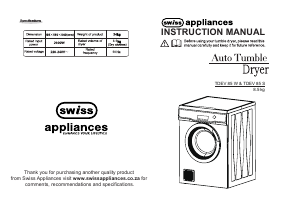 Manual Swiss TDEV 85 W Dryer