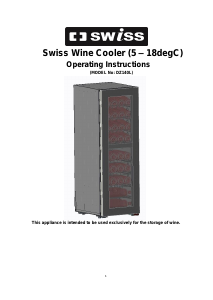 Handleiding Swiss DZ140L Wijnklimaatkast