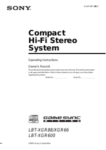 Handleiding Sony LBT-XGR600 Stereoset