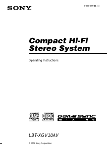 Manual Sony LBT-XGV10AV Stereo-set